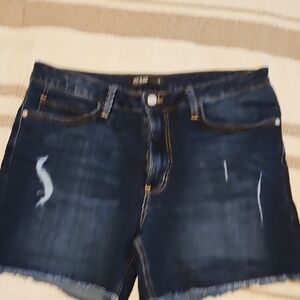 Dark Blue Distressed Denim Shorts